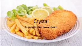  Presentation with meat - Colorful PPT theme enhanced with breaded meat and fries backdrop and a yellow colored foreground
