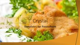  Presentation with food red - Cool new PPT theme with breaded pork cutlet with tomatoes yellow cherry tomatoes red onion lettuce and fresh parsley polish cuisine home made tasty food symbolic image concept for a tasty and hearty meal close up backdrop and a gold colored foreground