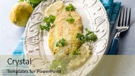  Presentation with post apocalypse sole survivor - PPT theme with breaded sole fish with parsley background and a yellow colored foreground