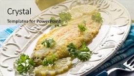  Presentation with lemon - Audience pleasing PPT theme consisting of breaded sole fish with parsley backdrop and a yellow colored foreground