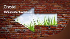  Presentation with brick wall - Presentation design with break - brick wall with left arrow background and a tawny brown colored foreground