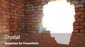  Presentation with broken wall - PPT layouts with break - broken bricks wall conceptual composition background and a tawny brown colored foreground