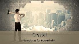  Presentation with wall - Amazing PPT theme having break - business man hitting wall backdrop and a  colored foreground