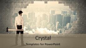  Presentation with wall - PPT theme featuring break - business man hitting wall background and a coral colored foreground