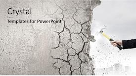  Presentation with brick - Beautiful slide deck featuring break - close up of businessman hand backdrop and a  colored foreground