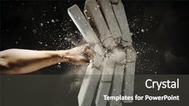  Presentation with close up of a brick - Beautiful PPT theme featuring break - close up of human hand backdrop and a dark gray colored foreground