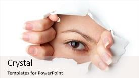  Presentation with eye - Cool new presentation with break - eye looking through hole isolated backdrop and a lemonade colored foreground