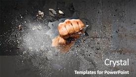  Presentation with media - Presentation design featuring break - hand breaking through the wall background and a gray colored foreground