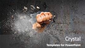  Presentation with breaking through - Slides featuring break - hand breaking through the wall background and a gray colored foreground