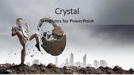  Presentation with throw stone ripple effect - Slide set having break business - businessman breaking stone lock background and a light gray colored foreground