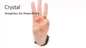  Presentation with paper making - Cool new presentation theme with break business - woman hand making sign backdrop and a sky blue colored foreground