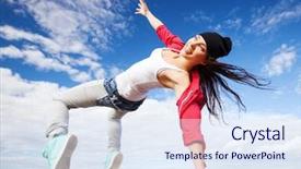  Presentation with culture - Theme featuring break dance - sport dancing and urban culture background and a sky blue colored foreground