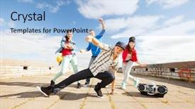  Presentation with culture - Slides enhanced with break dance - sport dancing and urban culture background and a light blue colored foreground
