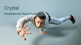  Presentation with hip hop dancing - Slide set having break dance - trendy young man dancing hip-hop background and a light blue colored foreground