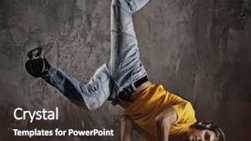  Presentation with grungy white concrete wall - Presentation theme with break dance - young man dancing against grunge background and a tawny brown colored foreground