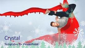  Presentation with snowflakes - Cool new slides with break dancer doing a handstand against snowflakes and fir trees in green backdrop and a sky blue colored foreground