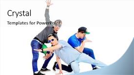  Presentation with studio - Slides enhanced with break dancing - three modern dancers at studio background and a white colored foreground