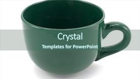  Presentation with green coffee - Audience pleasing presentation theme consisting of break fast - green coffee mug isolated backdrop and a ocean colored foreground