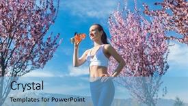  Presentation with underage drinking two teenagers having - Beautiful slide deck featuring break from running drinking water backdrop and a  colored foreground