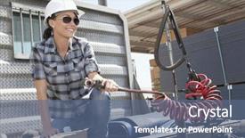  Presentation with trucking - Cool new PPT theme with break hose of a flatbed backdrop and a ocean colored foreground