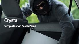  Presentation with id theft - Audience pleasing presentation design consisting of break ins - car theft - a laptop backdrop and a dark gray colored foreground