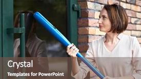  Presentation with closed - Beautiful slide set featuring break it with a baseball backdrop and a tawny brown colored foreground