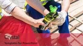  Presentation with cold beer - Presentation theme with break on the construction background and a red colored foreground