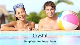 Presentation with vacation - Cool new slide deck with break people - summer vacation couple having fun backdrop and a cool aqua colored foreground