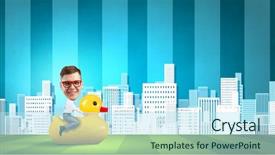  Presentation with work the word in your life - Presentation theme consisting of break riding on plastic duck background and a sky blue colored foreground