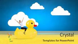  Presentation with work the word in your life - Audience pleasing slides consisting of break riding on plastic duck backdrop and a yellow colored foreground