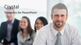  Presentation with sports manager - Audience pleasing presentation theme consisting of break room - handsome young manager posing backdrop and a white colored foreground