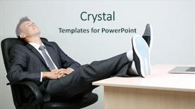  Presentation with office - PPT theme with break room - portrait of young businessman background and a sky blue colored foreground