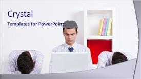  Presentation with three for one - Beautiful slide set featuring break room - three twin businessman one is backdrop and a sky blue colored foreground