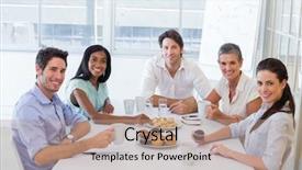  Presentation with hot work - Beautiful presentation theme featuring break room - work colleagues having hot beverages backdrop and a coral colored foreground