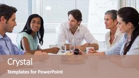  Presentation with office room - Slide set with break room - workers working while enjoying hot background and a coral colored foreground