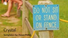  Presentation with prison fence - Beautiful presentation design featuring disobey - do not sit on fence backdrop and a gold colored foreground