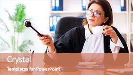  Presentation with middle ages - Slide set featuring middle-aged female doctor working background and a coral colored foreground