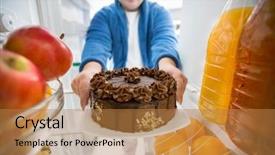  Presentation with coffee and sweet chocolate brownies - PPT layouts enhanced with wrong choice - sweet boy take big chocolate background and a coral colored foreground