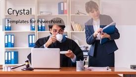  Presentation with office - PPT theme enhanced with lawyers working in the office background and a  colored foreground