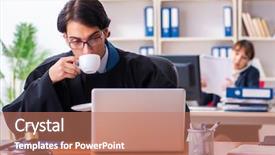  Presentation with working - Presentation theme having lawyers working in the office background and a  colored foreground