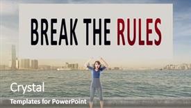  Presentation with airport boarding board - Slide set enhanced with communication barriers - break the rules words background and a mint green colored foreground