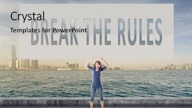  Presentation with words - Colorful presentation design enhanced with communication barriers - break the rules words backdrop and a light gray colored foreground