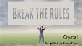  Presentation with airport boarding board - Presentation theme with communication barriers - break the rules words background and a light gray colored foreground