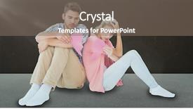  Presentation with broken heart - Colorful presentation theme enhanced with break up - attractive young couple sitting holding backdrop and a gray colored foreground