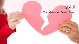  Presentation with broken heart - Presentation theme enhanced with wall street - stock exchange market trading graph background and a light gray colored foreground.