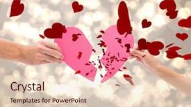  Presentation with broken heart - Presentation theme with break up - hands holding two halves background and a lemonade colored foreground