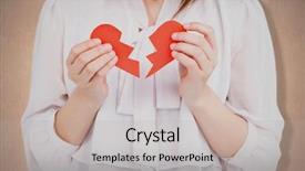  Presentation with broken heart - Cool new presentation theme with break up - woman holding broken heart paper backdrop and a mint green colored foreground