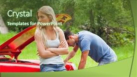  Presentation with waiting - Presentation having break up - worried couple waiting for assistance background and a tawny brown colored foreground