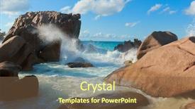  Presentation with rocky - Cool new PPT theme with break walls - rocky beach under the sun backdrop and a  colored foreground