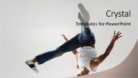  Presentation with break dance - PPT theme enhanced with breakdancer frozen in mid head background and a light gray colored foreground
